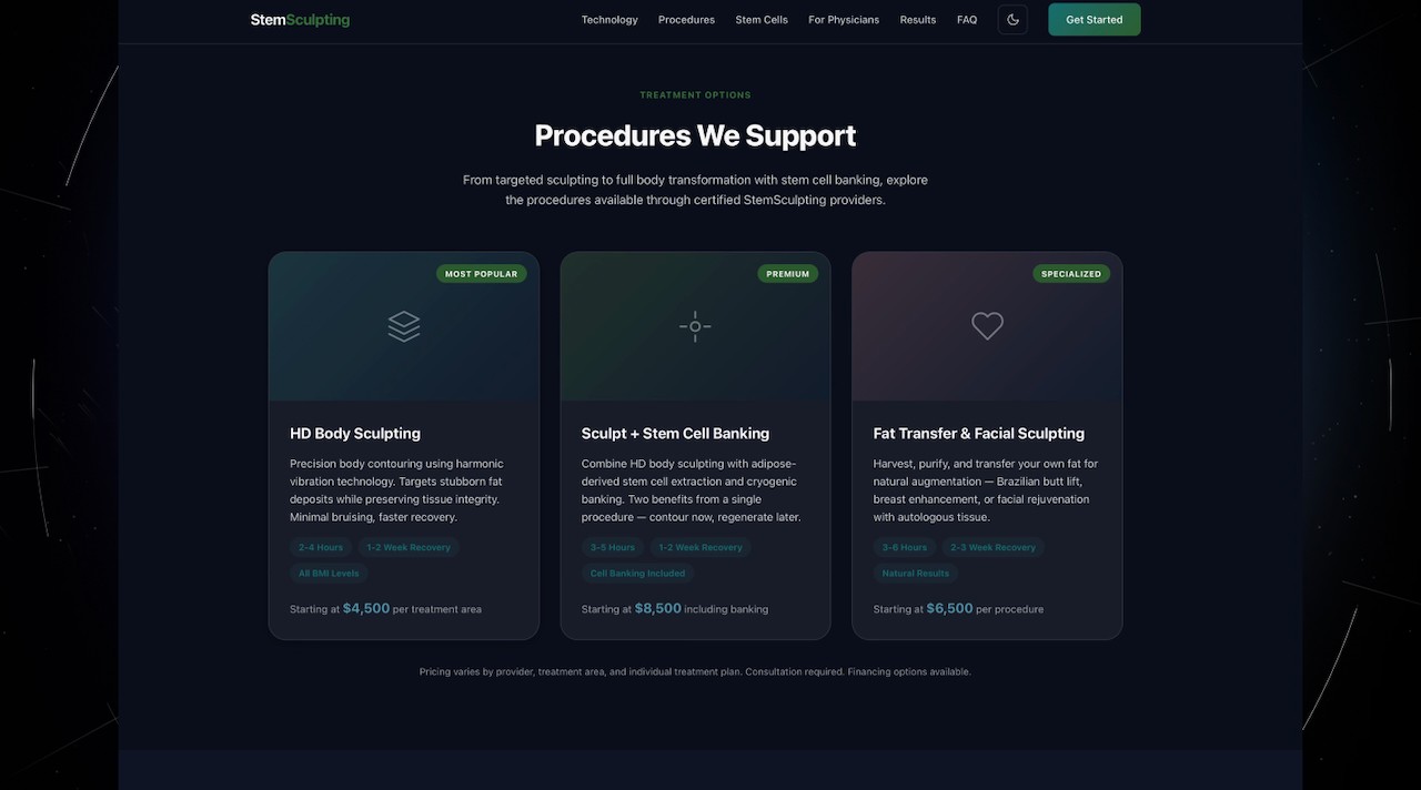 StemSculpting.com Patient-Facing Channel