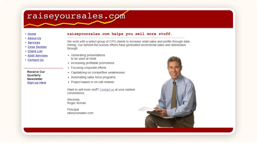 RaiseYourSales.com homepage