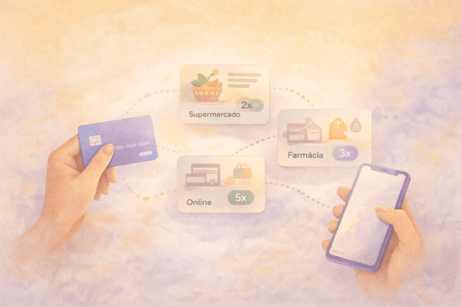 Ilustração em aquarela de uma família caminhando ao fundo por uma trilha na montanha, ao lado de um lago cercado por picos altos. Cena ampla e ensolarada que transmite viagem em família, aventura ao ar livre e exploração da natureza