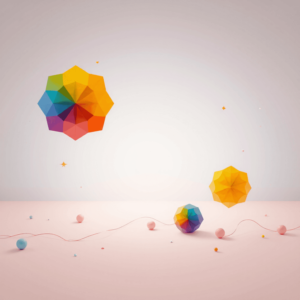 product photography of colorful hexagonal shapes