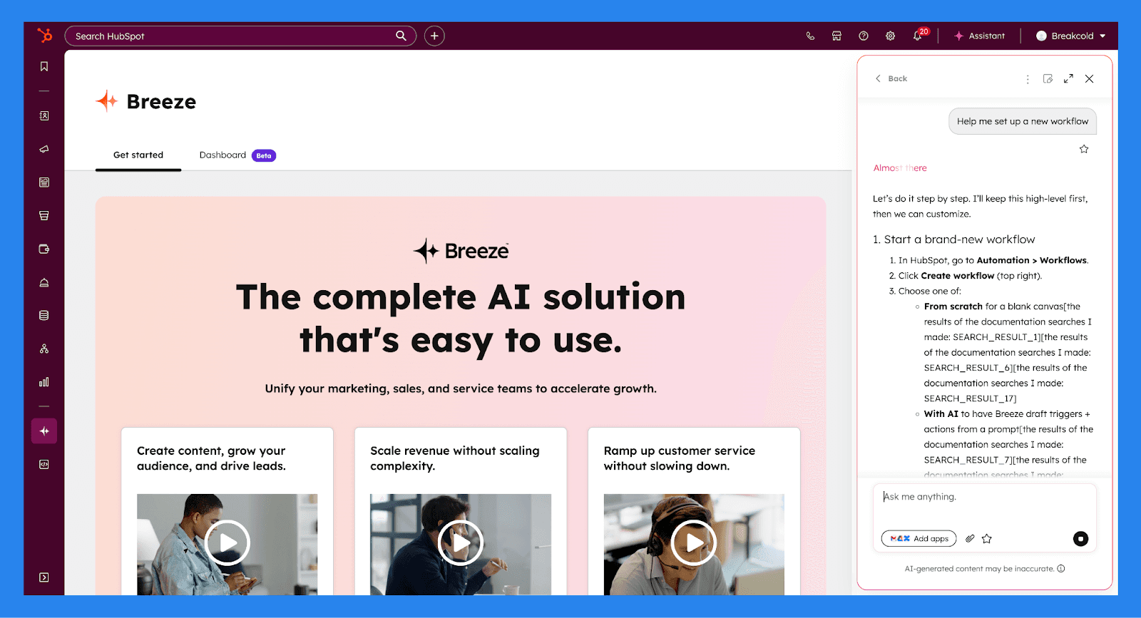 Key Features of HubSpot Sales Hub: Hubspot AI (Breeze)