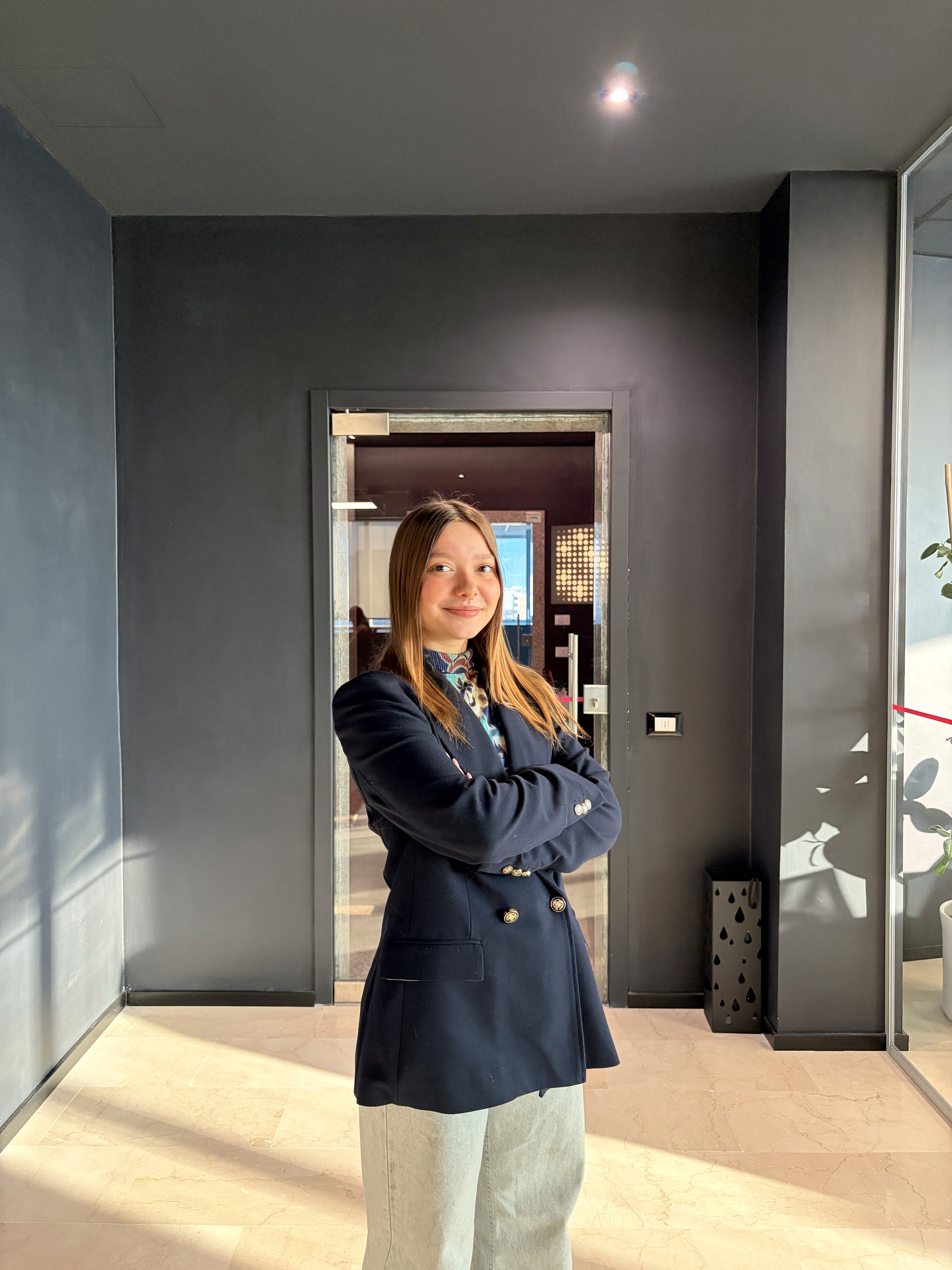 smiling woman in black tank top