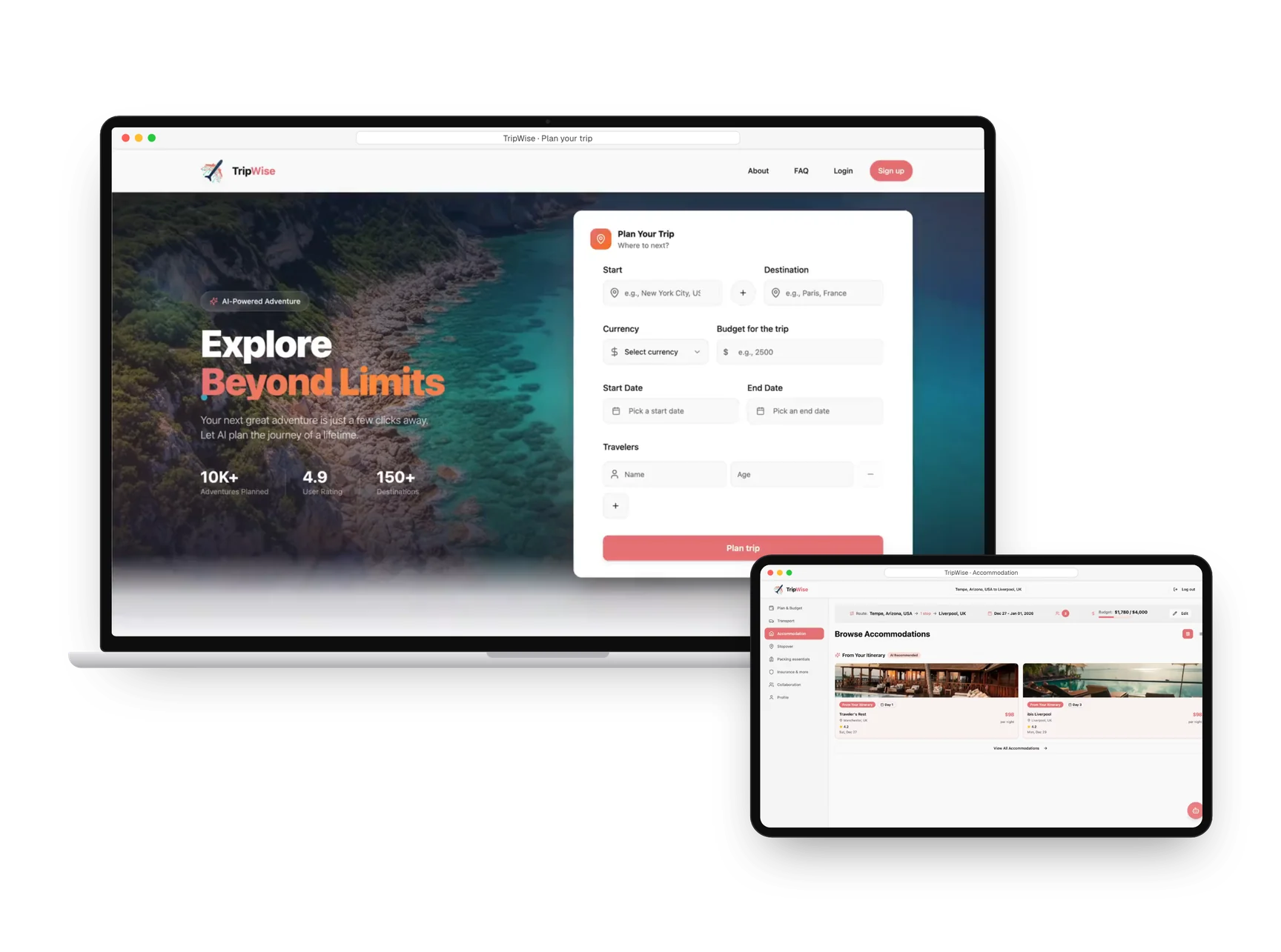 TripWise on a laptop and tablet