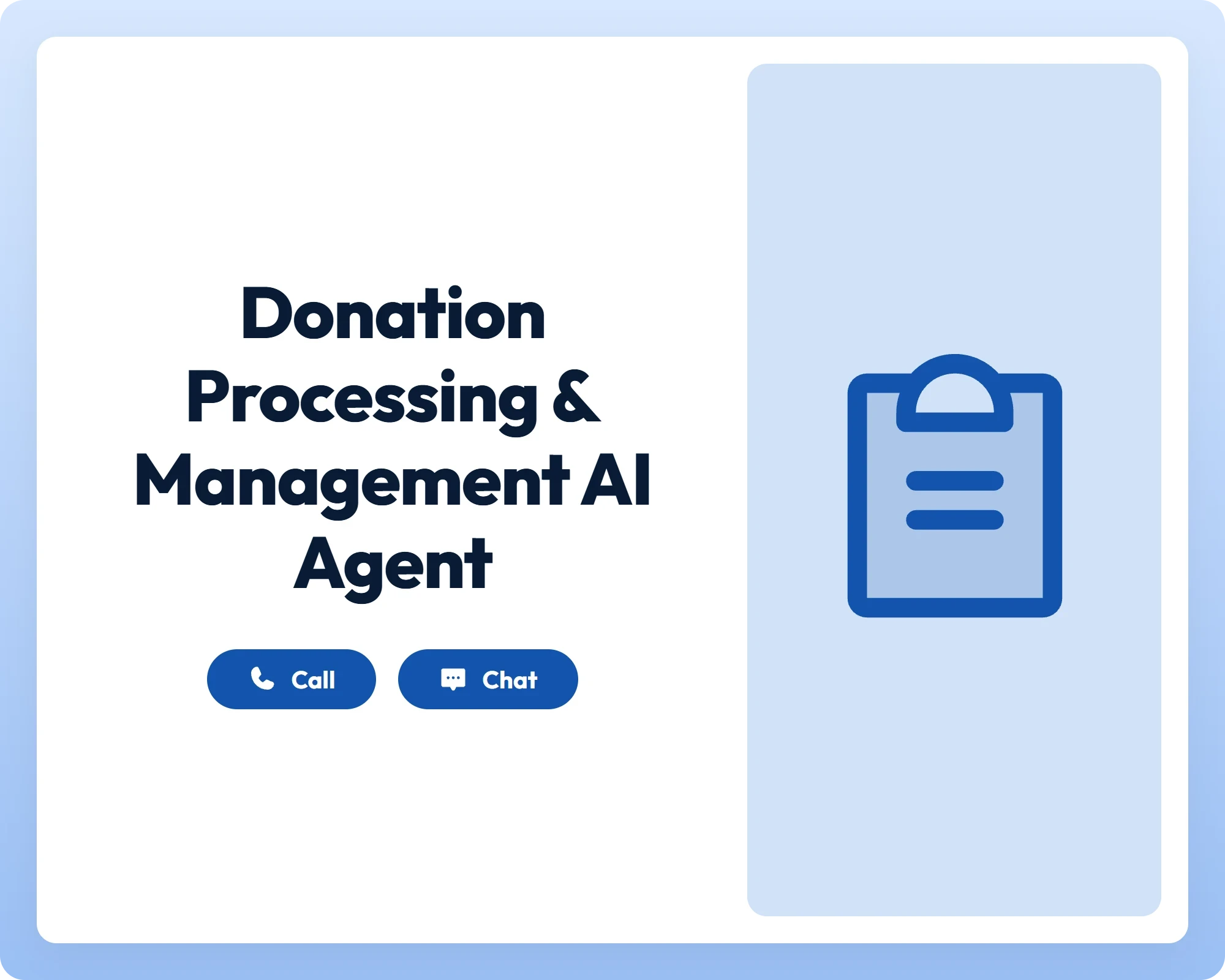 ai donation agent supports call and chat with clipboard icon for donation management