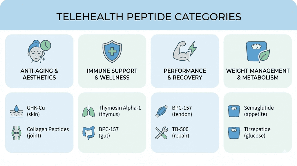 Types of peptides available through online therapy