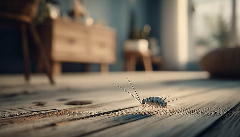 Silverfish on wooden floor in a house