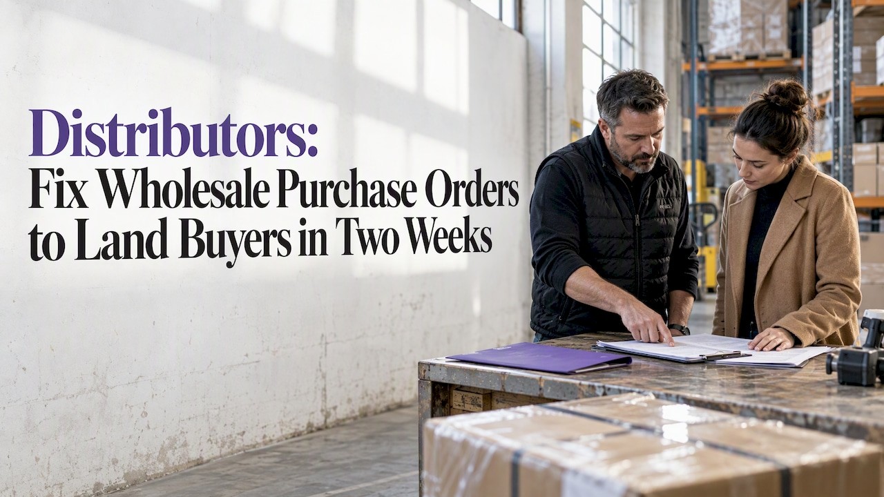 Distributor and buyer reviewing wholesale purchase order