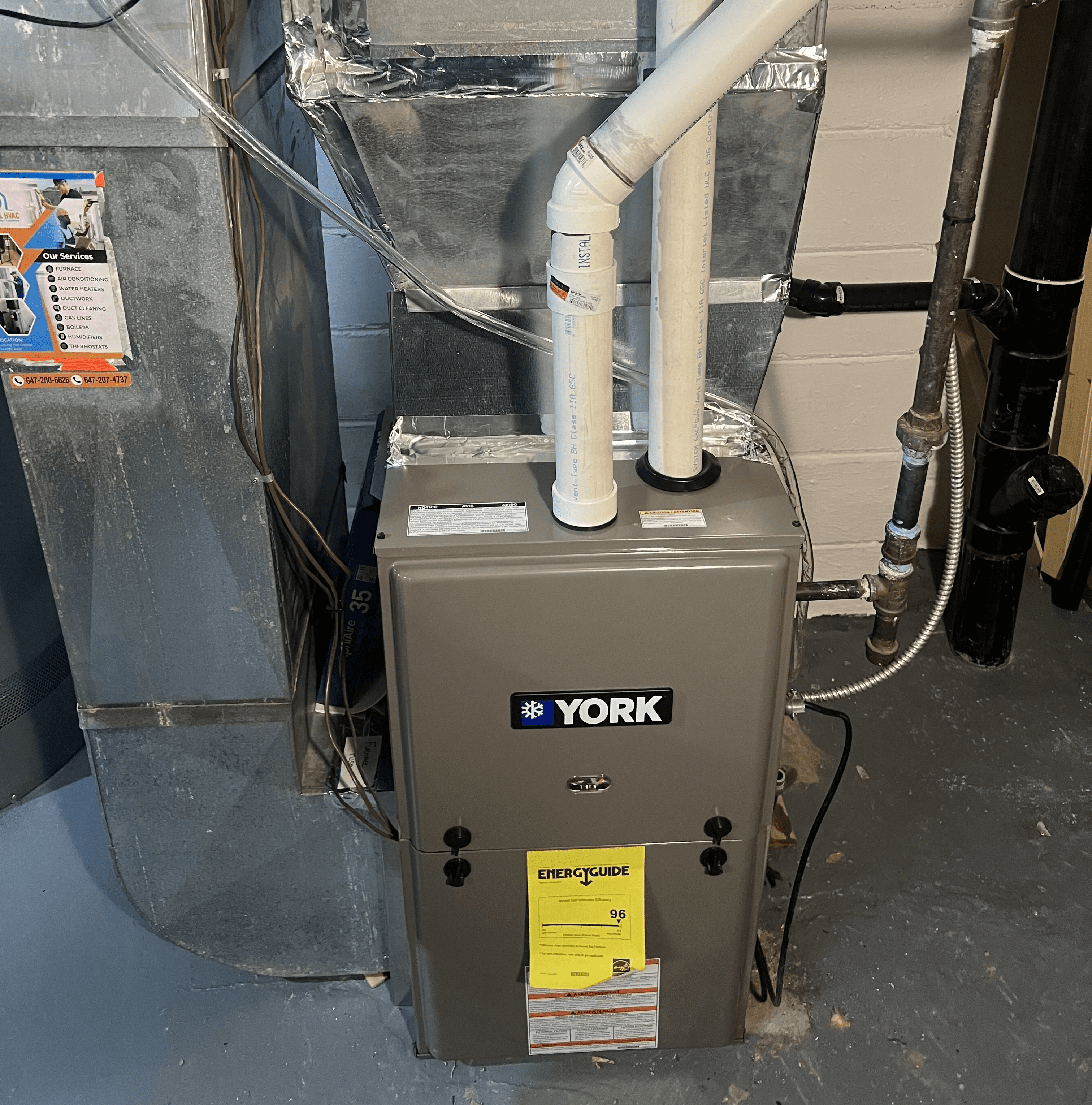 Brand new York Furnace installed in toronto basement