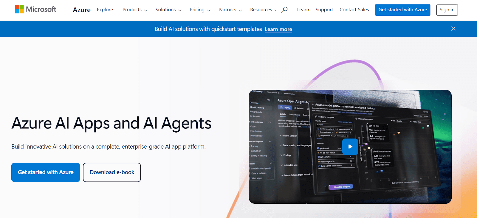 Microsoft Azure AI homepage