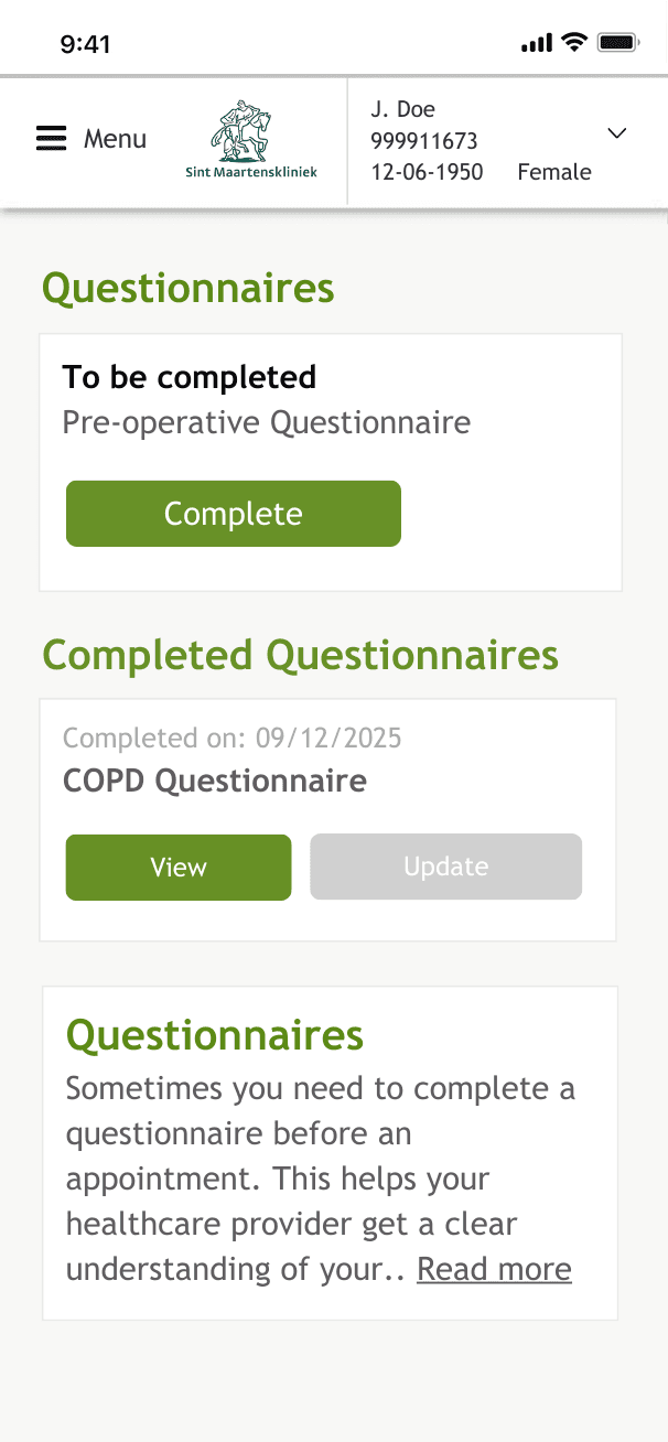 FHIR questionnair on EPIC