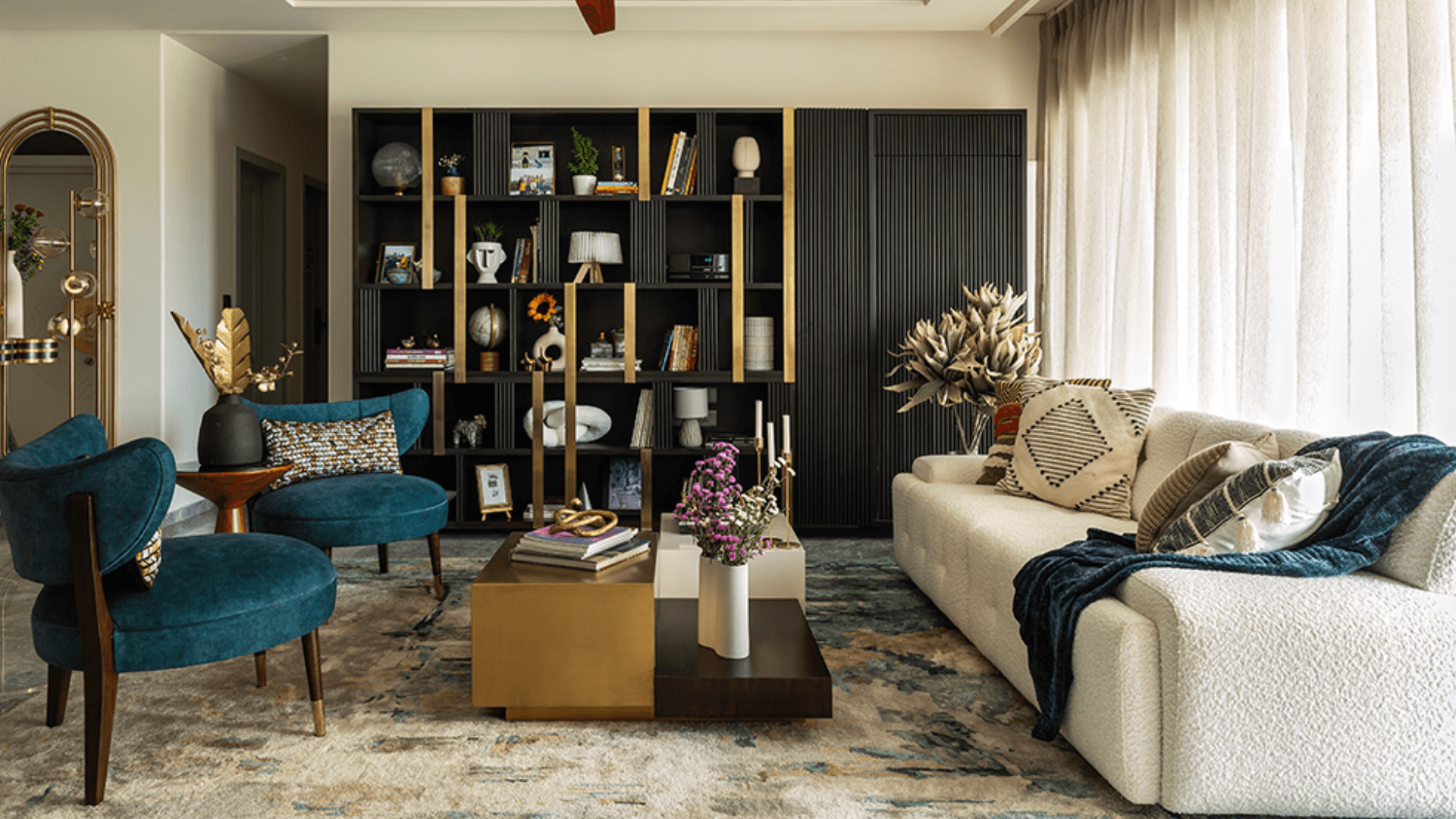Maximalist Drawing Room With Layered Textiles
