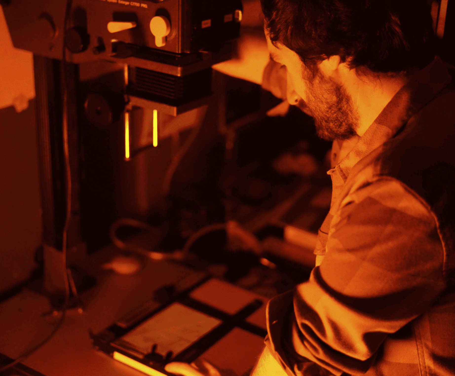 Negative enlargement in progress at Brunswick Darkroom