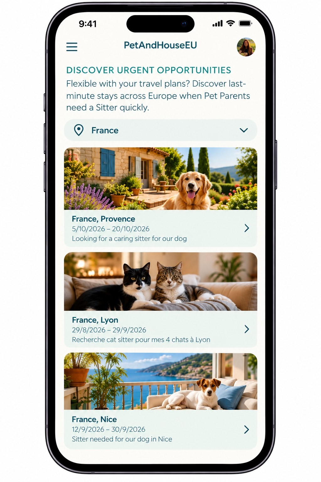 PetAndHouseEU app – find stays in your preferred countries, filtered by country