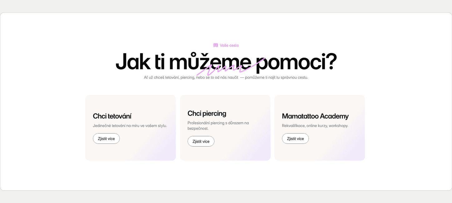 Detail rozcestníku Jak ti můžeme pomoci: tři cesty podle situace.