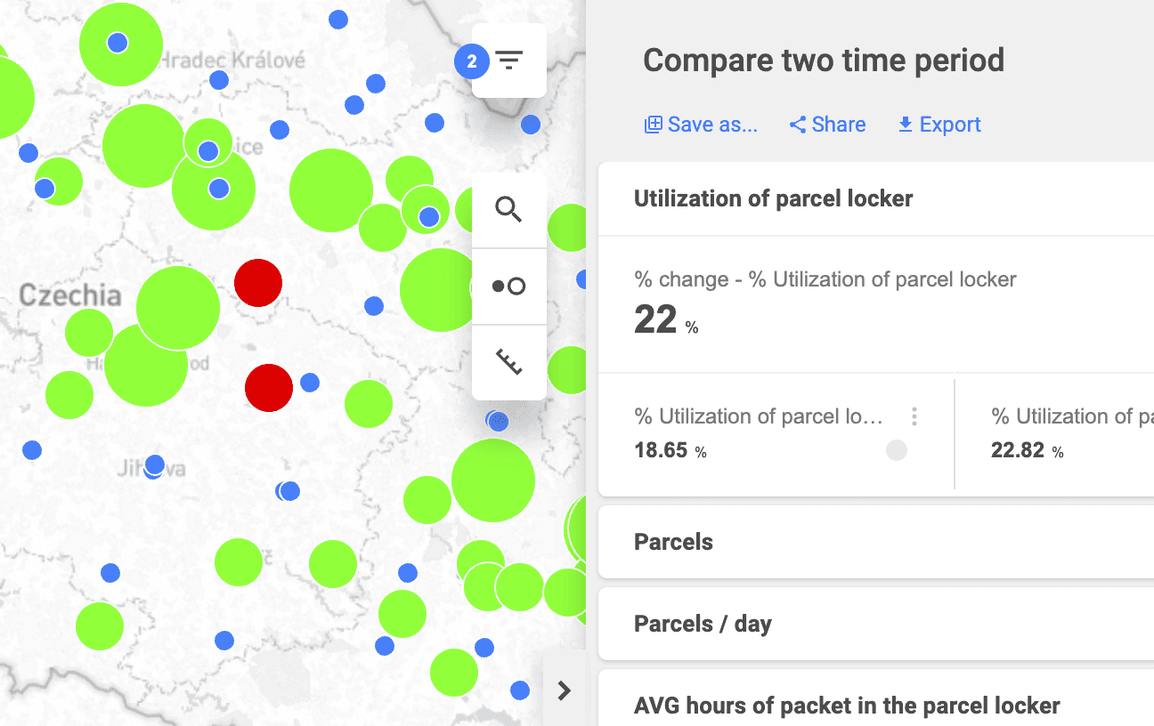 Parcel Locker Expansion visualized in CleverMaps Studio