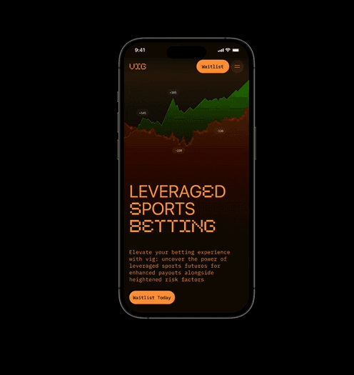 Minimalist mobile interface with orange-on-black data visualization