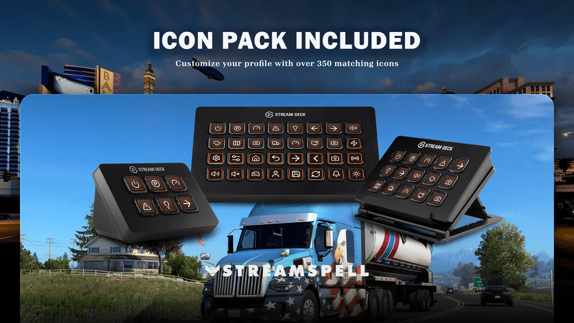 Matching American Truck Simulator icons included with the Stream Deck Profile