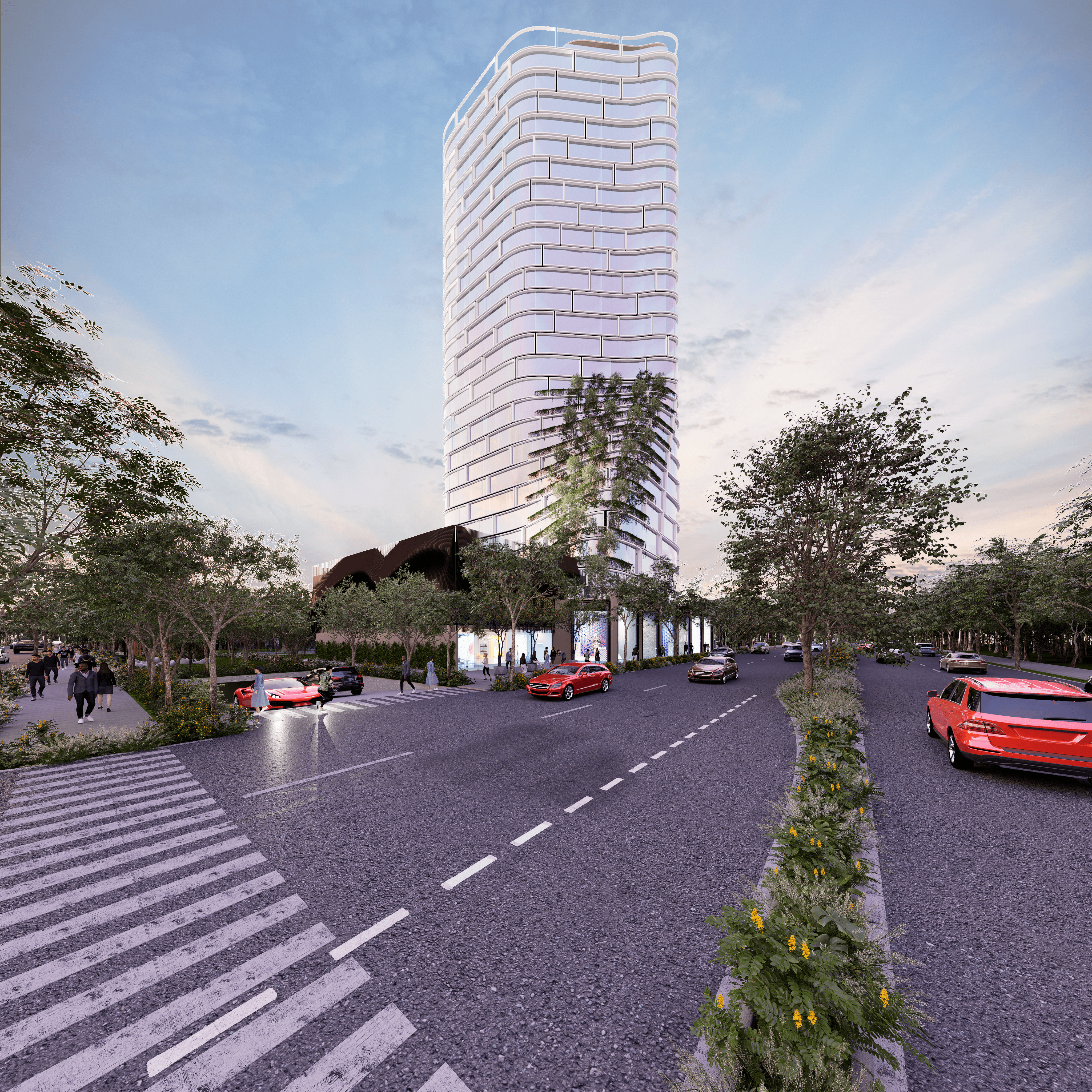 Luxury glass tower located in altabrisa Merida.