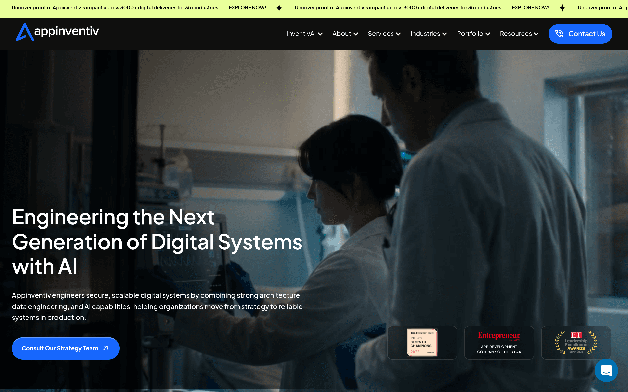 Appinventiv website screenshot.