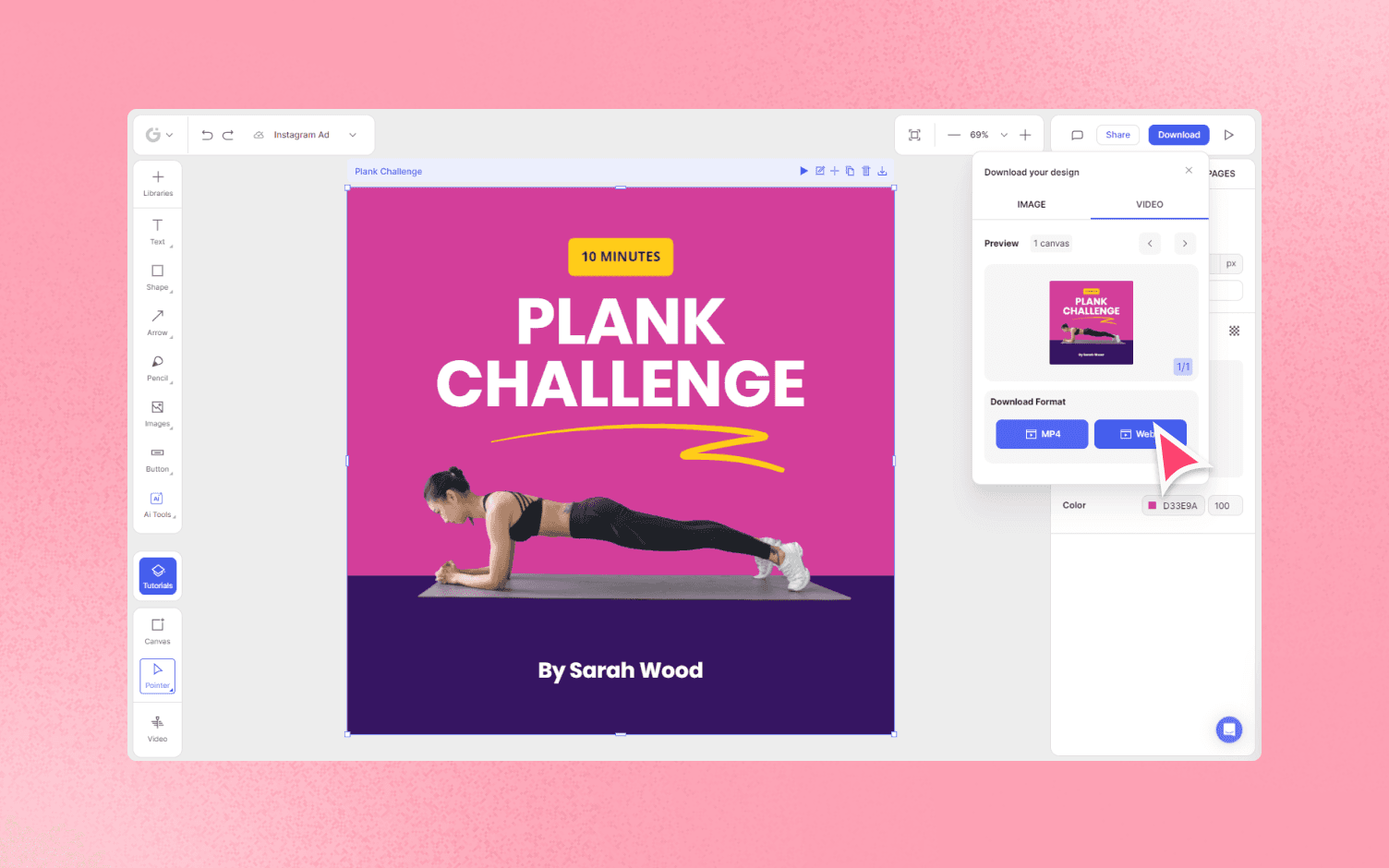 how to export design in glorify app