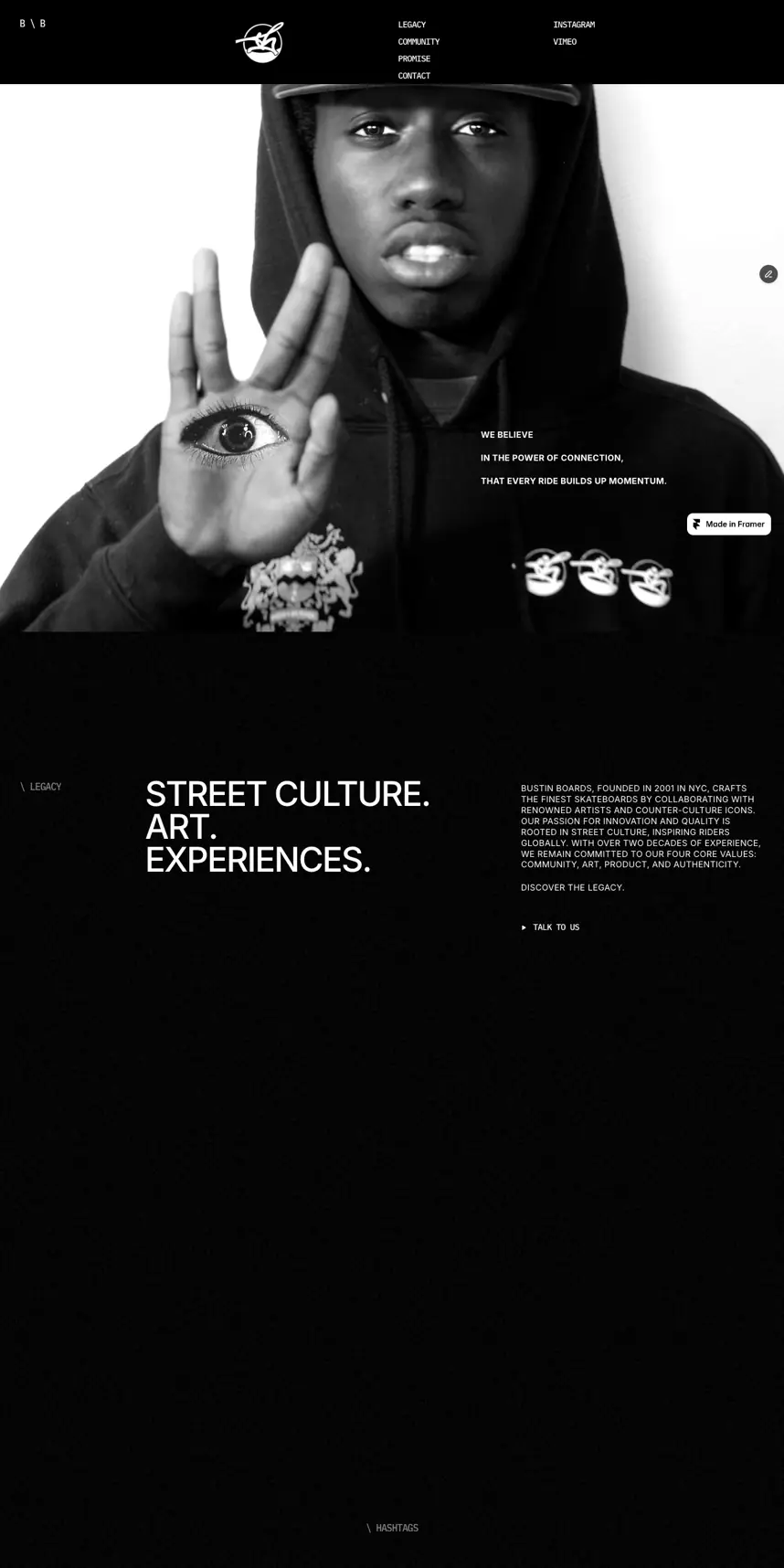Bustin Heritage website screenshot