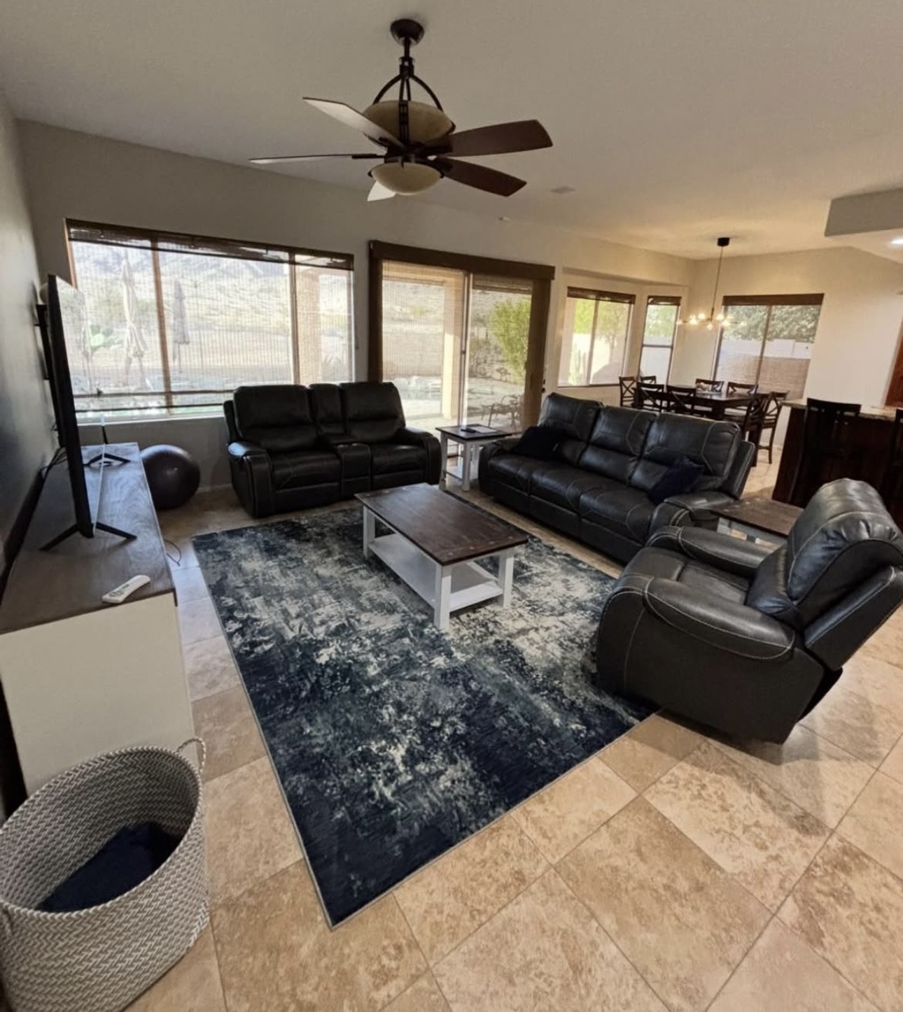 Comfortable organized clean living room after a professional home clean.