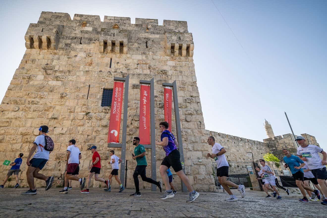 Group of runners in Jerusalem.