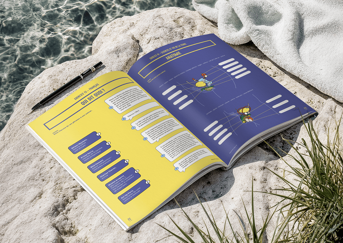 Mise en page graphic design edition Cahiers Engagés Crips Île-de-France jeux santé sexuelle et discriminations de genre