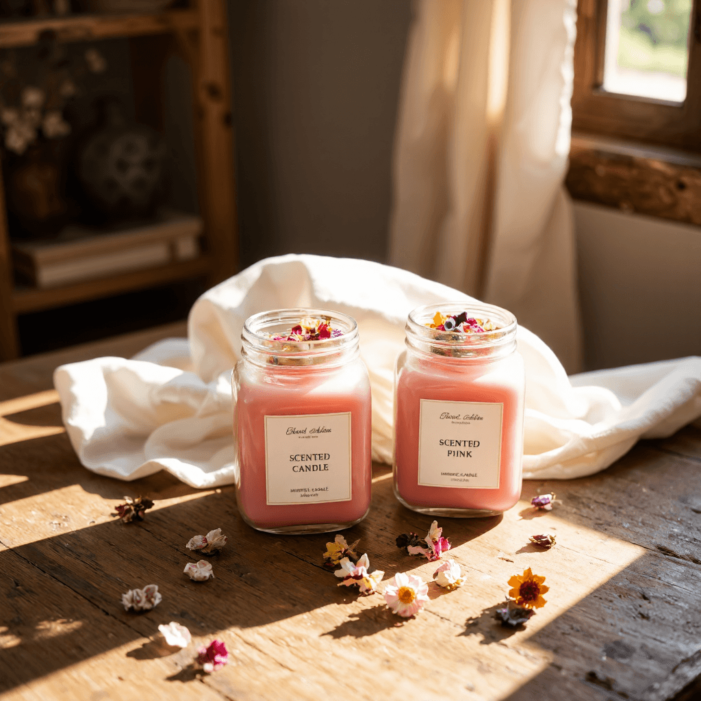 product photography of two jars of scented candles