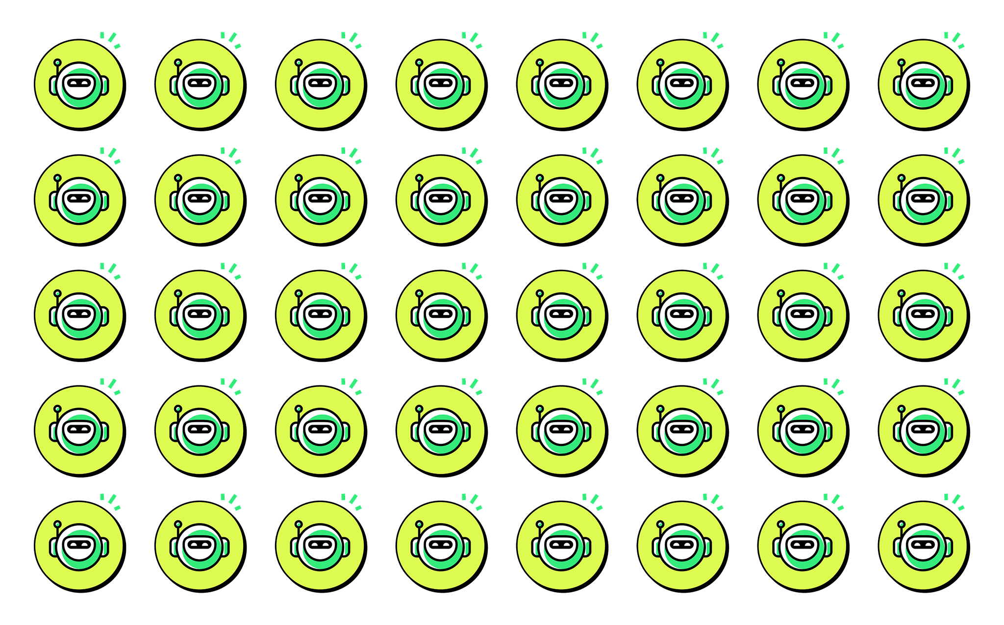 Multiple repeating yellow gift boxes with green bows are uniformly arranged on a transparent background.