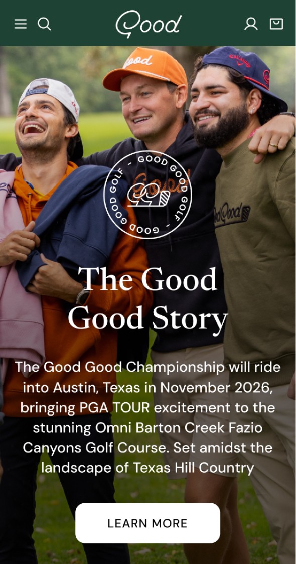 Mobile lifestyle hero section highlighting brand story and community