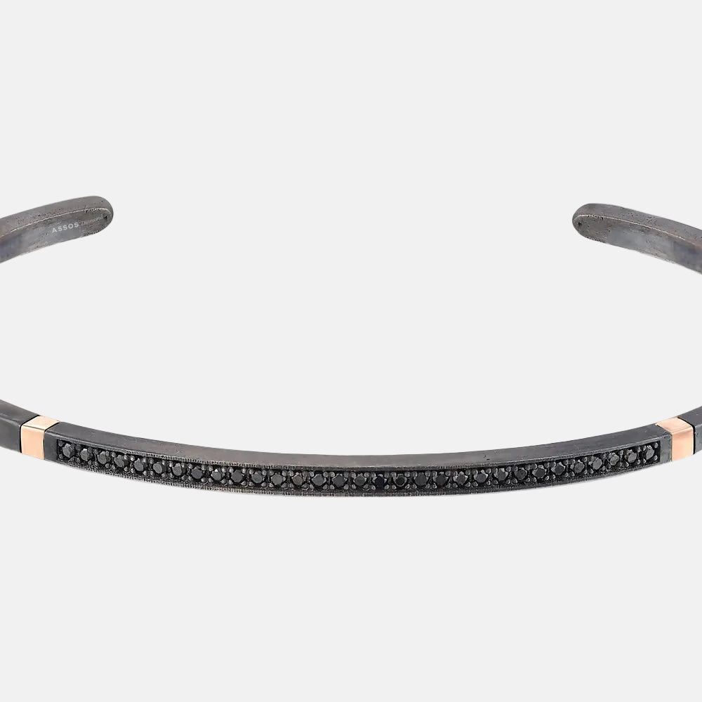 0.19 Karat Pırlantalı 14 Ayar Altın ve Gümüş Erkek Bileklik