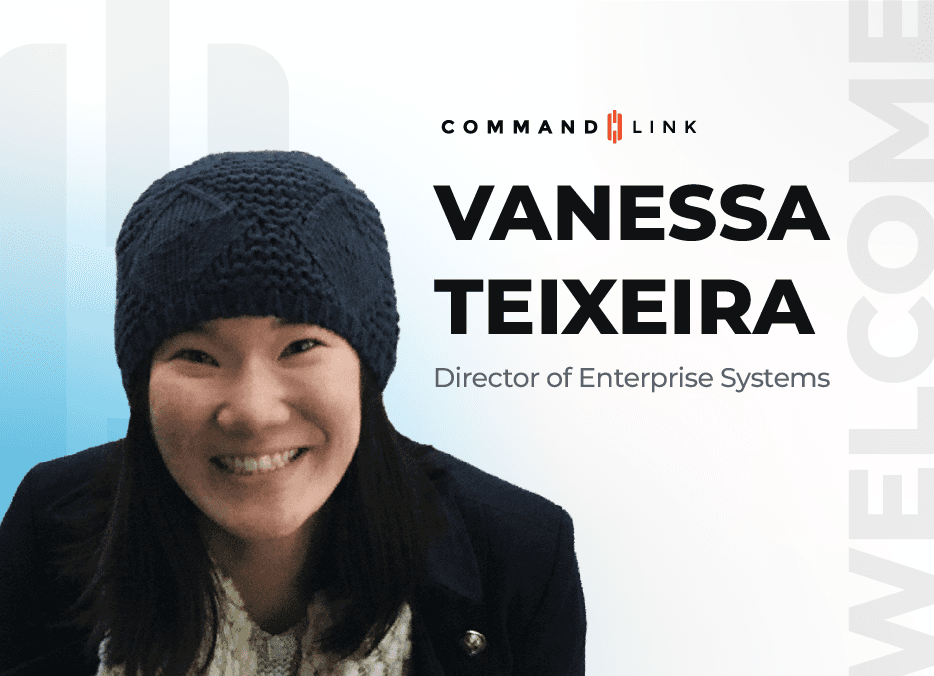 Vanessa Teixeira's promotional banner as the new Director of Enterprise Systems at CommandLink