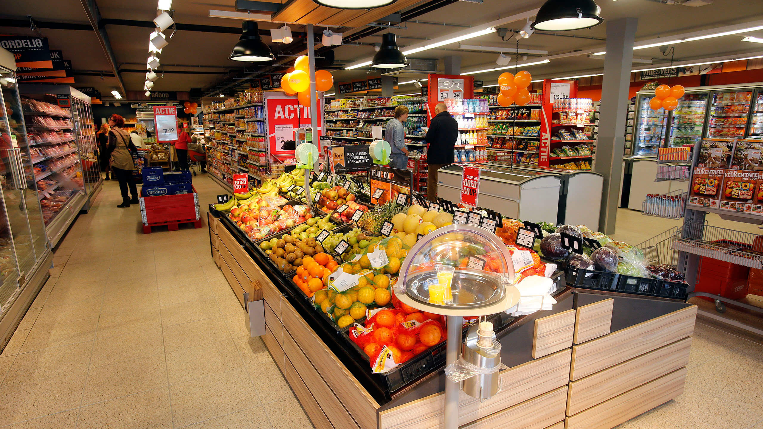 interior of the new COOP supermarket, part fruits and vegetables