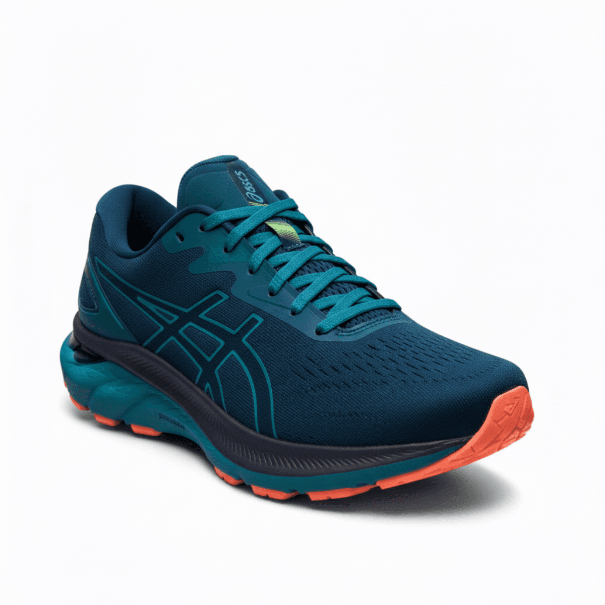 Blue Corbell women's sneaker with breathable mesh upper, cushioned sole, and orange outsole accents.