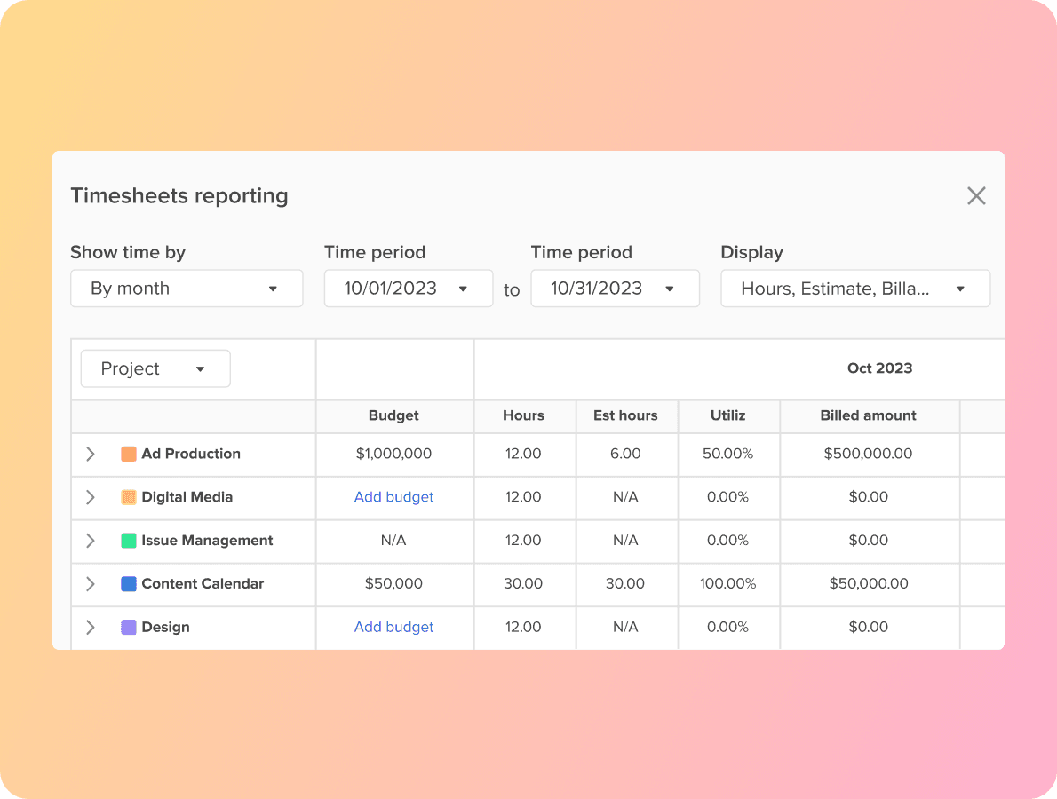 timesheets reporting