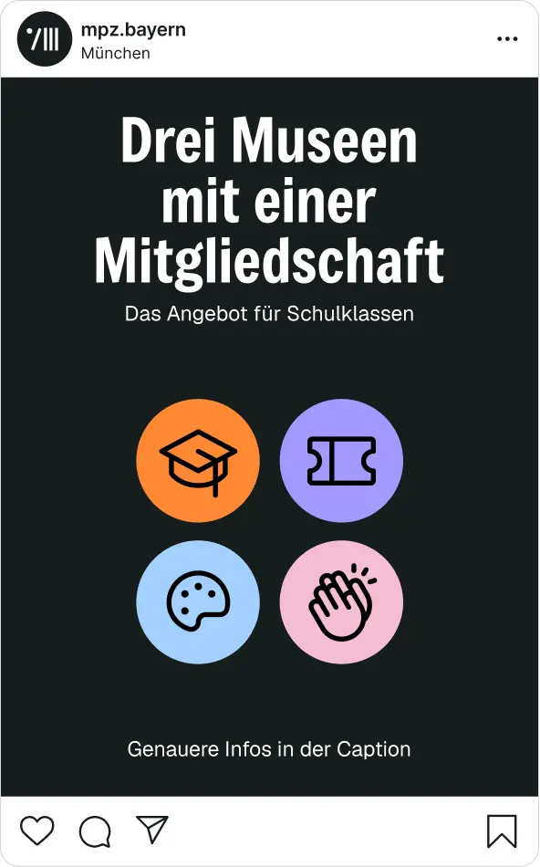 Instagram-Post: „Drei Museen mit einer Mitgliedschaft“ für Schulklassen