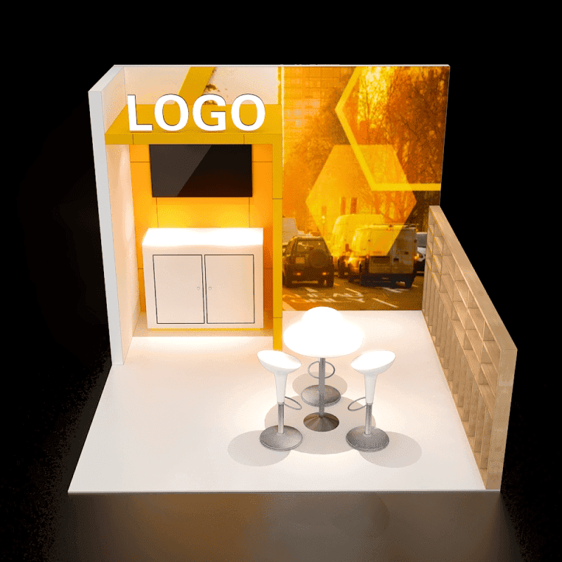 10x10 meeting area booth rental angle view