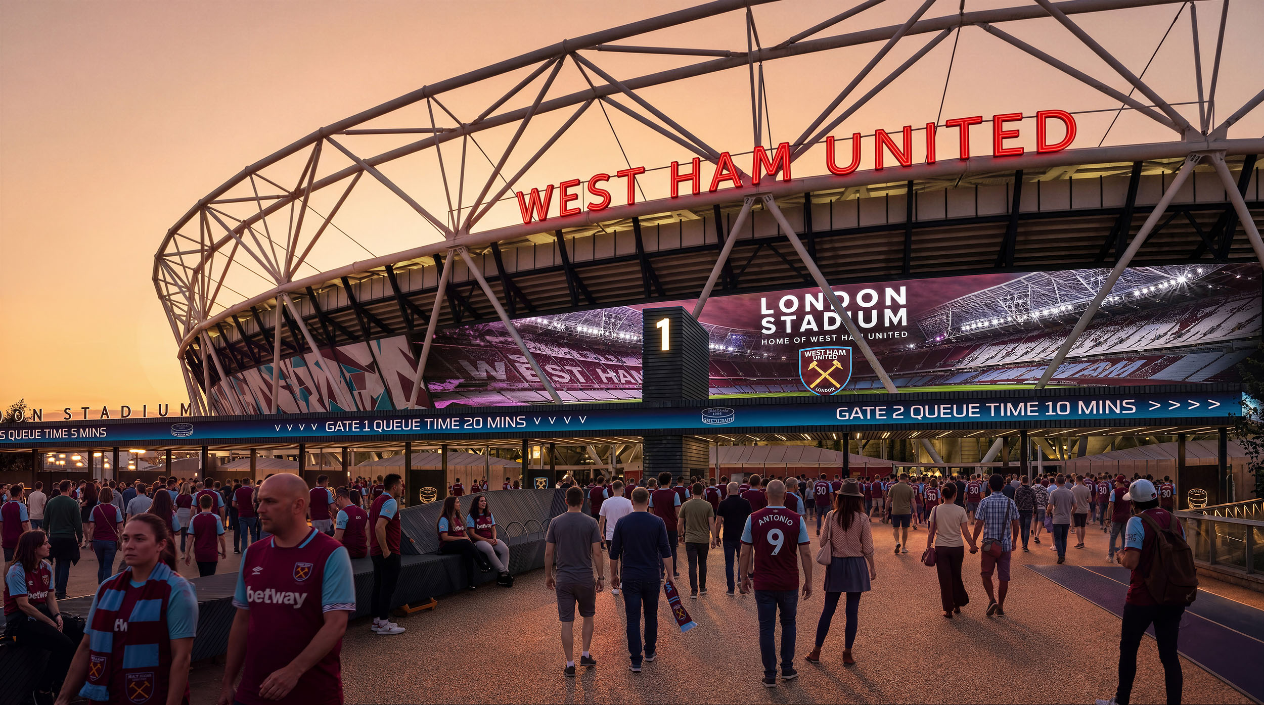 Architectural CGI of London Stadium exterior.