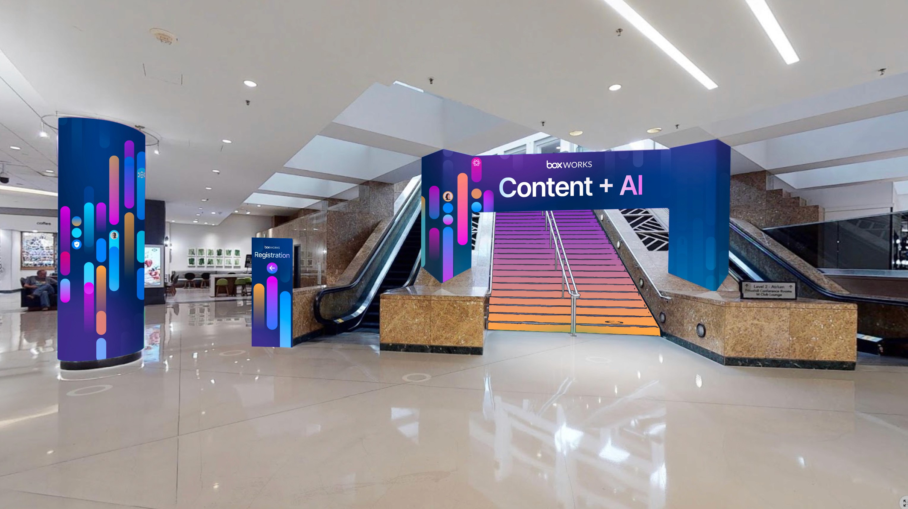 A wooden tray holds three stones, a cup of espresso, and various fabric and tile samples in neutral and bold colors, creating a harmonious palette.