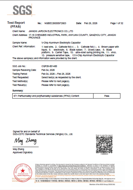 PFAS SGS 2025 Test Report