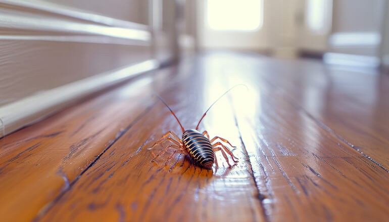 Centipede crawling on the ground in a house