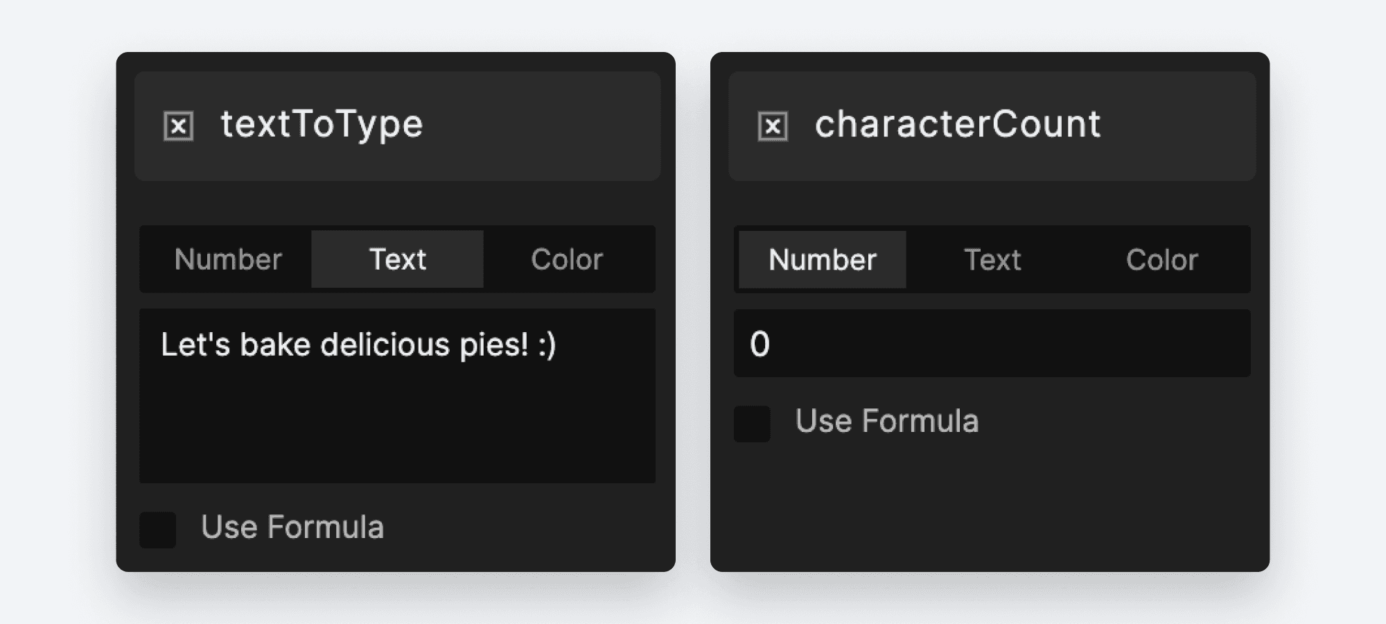 Set the default values for your variables.