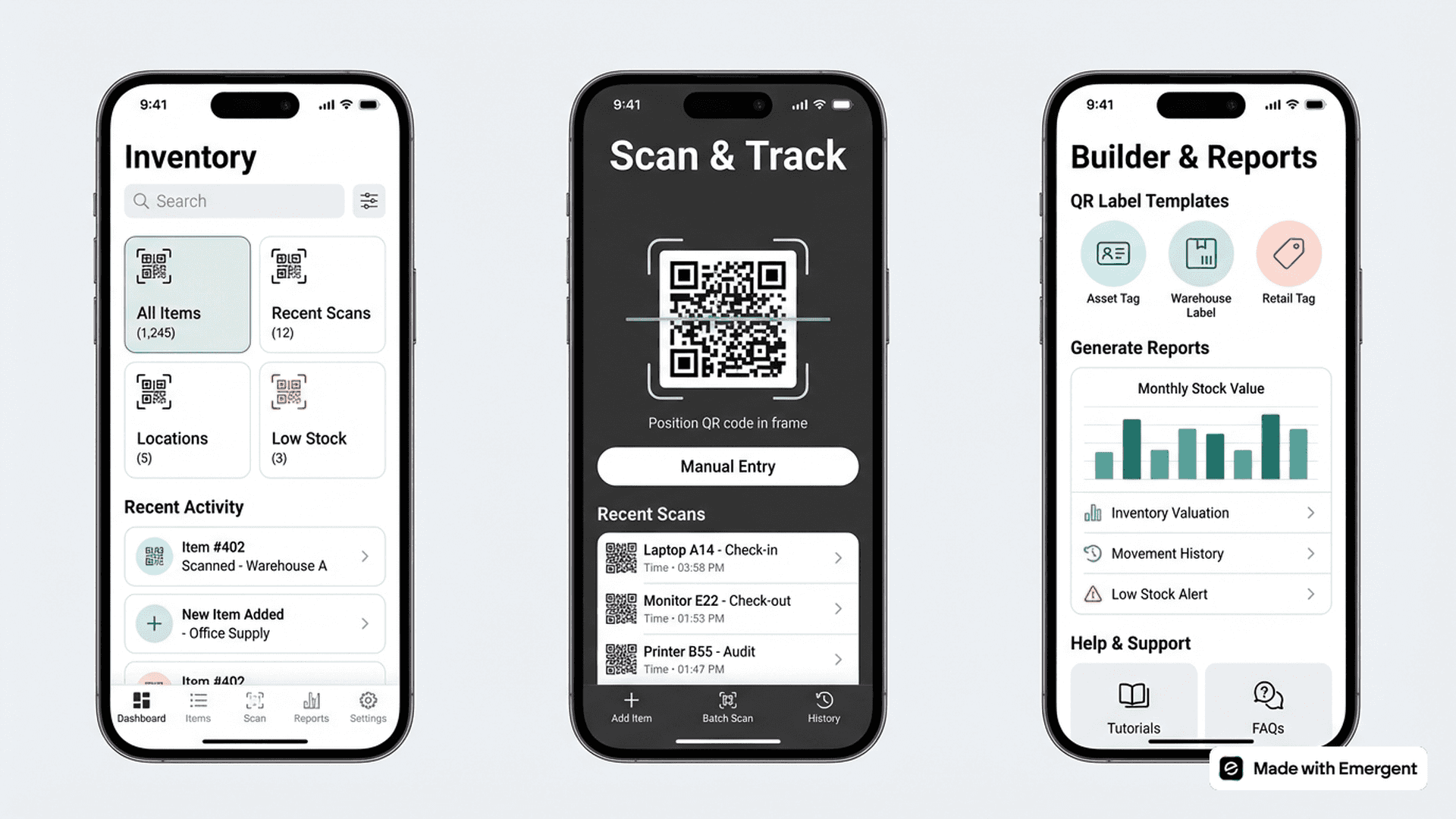 QR Code Inventory App Made WIth Emergent