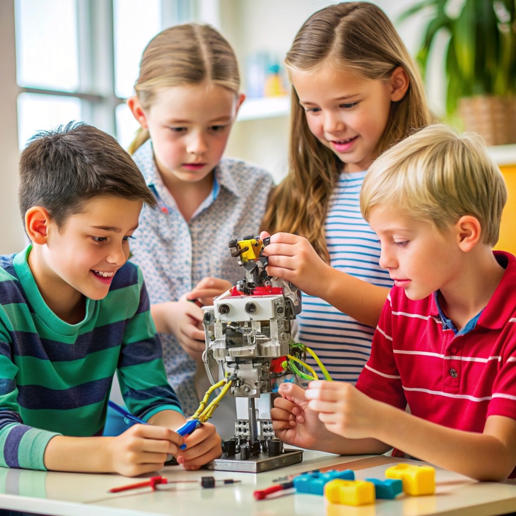 children designing robots