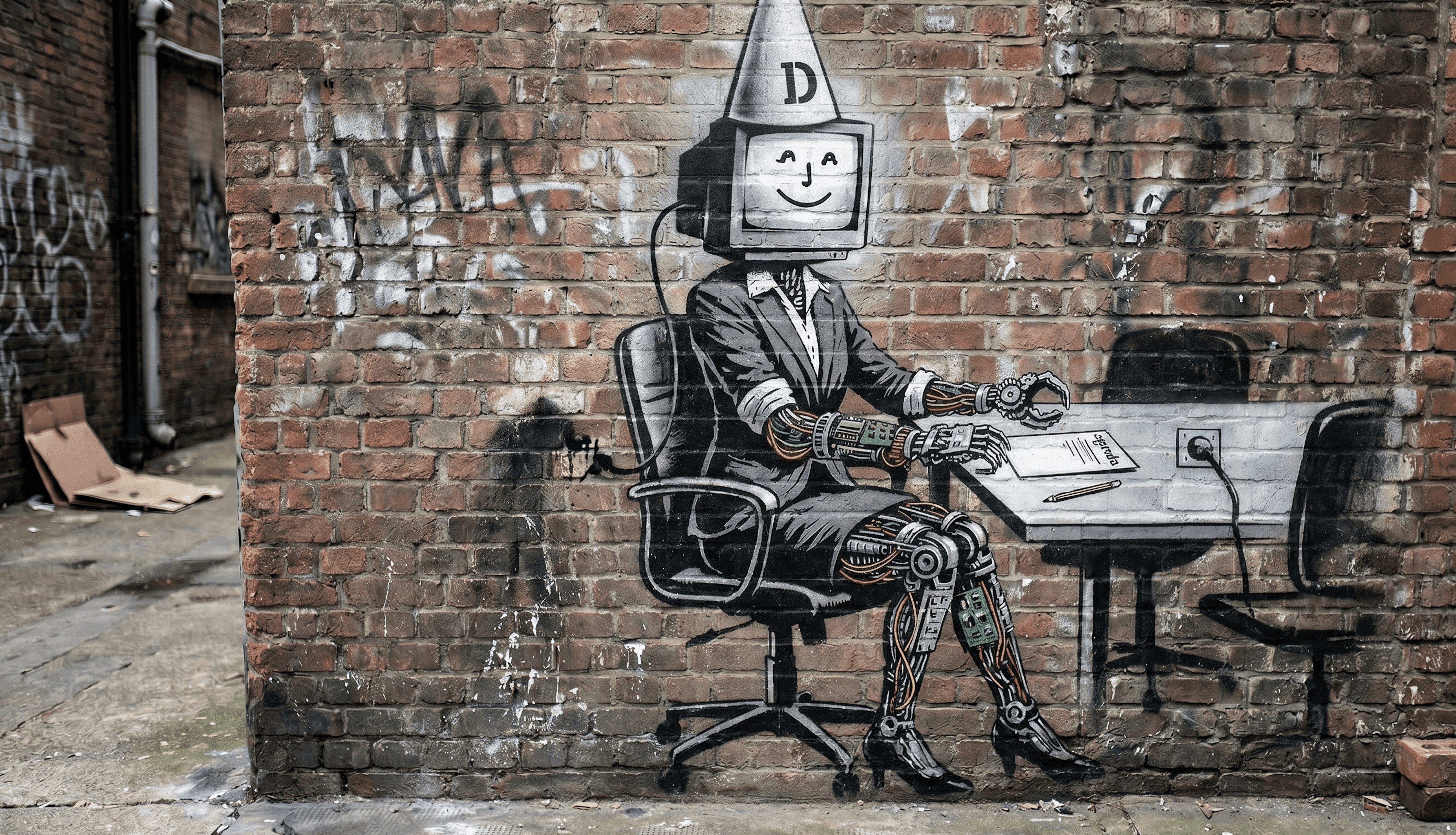 dunce computer in business attire wearing dunces hat. www.b2bmarketing.com