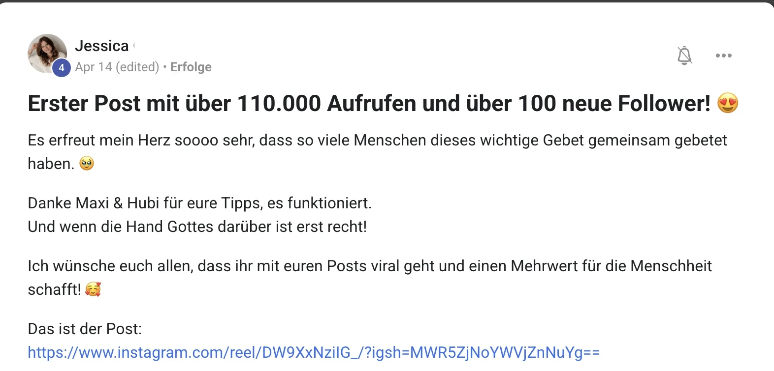 Erfahrungsbericht KI Creator Akademie: Jessica erzielt über 110.000 Aufrufe und 100 neue Follower