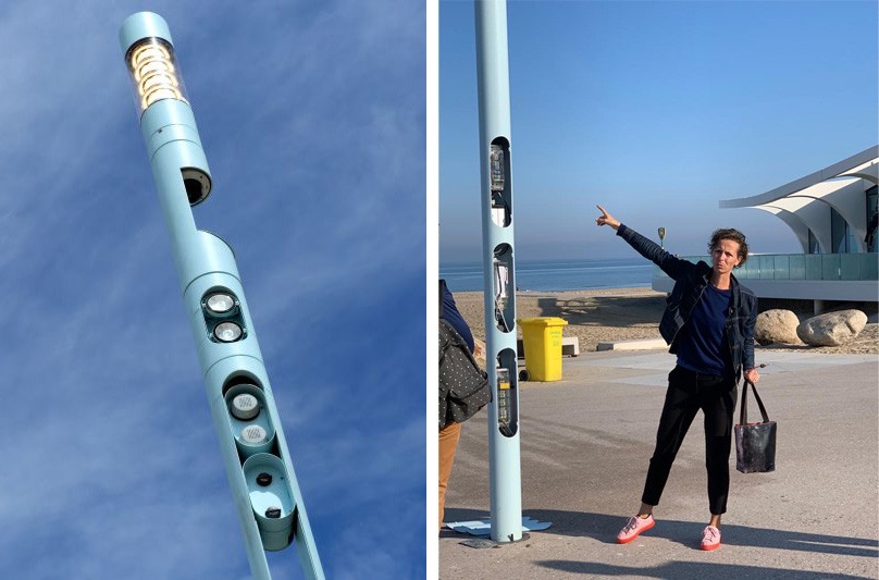 Photo of the new light poles and explaining how they work