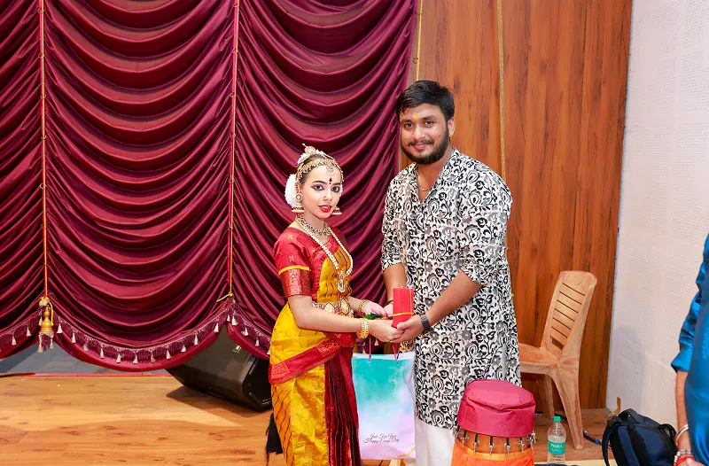 A dancer performing bharatanatyam
