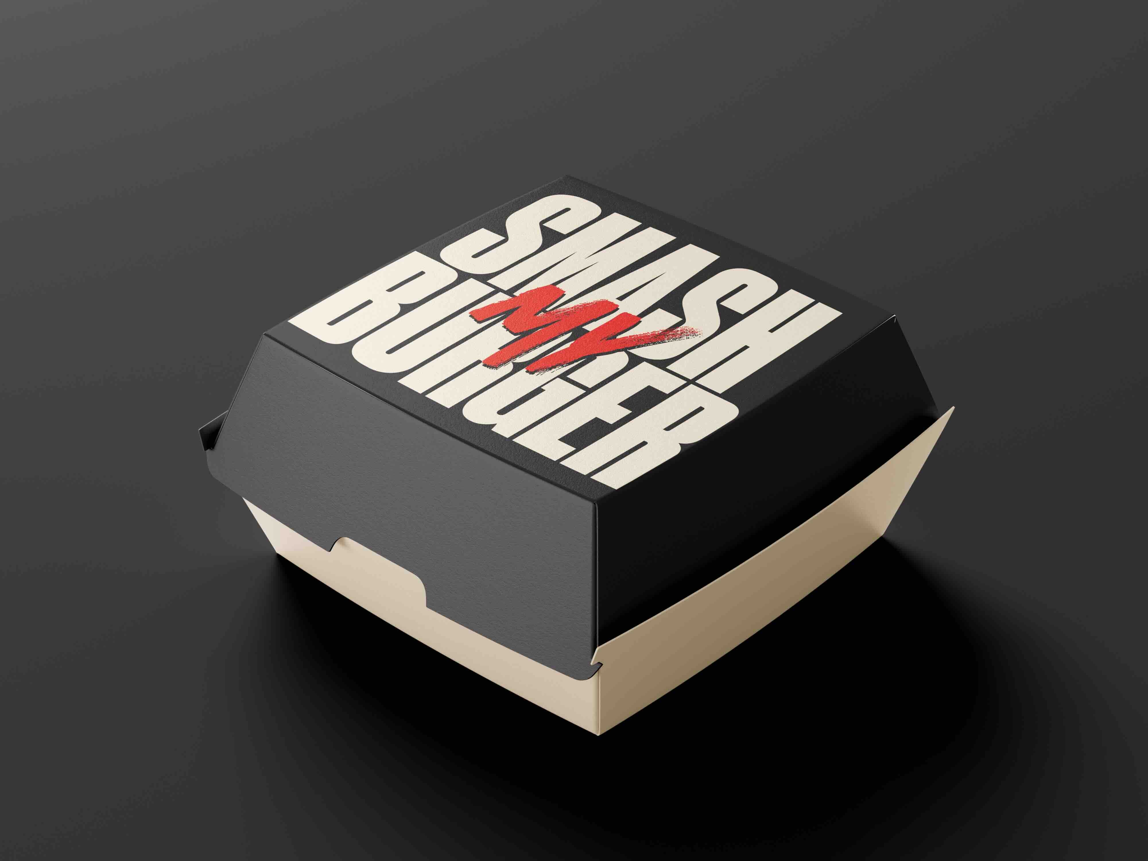 Branded burger box for fast food restaurant Smash My Burger